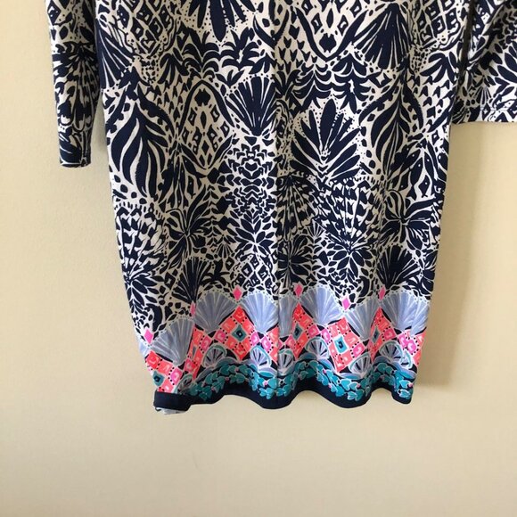 Lilly Pulitzer Blue White Cotton Shell Pattern Dress Sundress XS - Picture 13 of 13